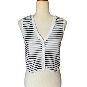 Atelier by Kirious White Striped Sleeveless Crop Top Preppy Medium M